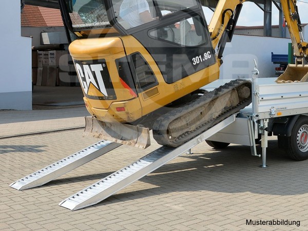 Aluminiumrampen inklusive Gleitschiene und Teleskopkurbelstützen für Hochlader (Scharniere Ø12mm) ab ca. Mitte 2022