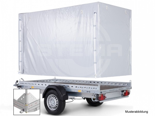 160 cm Planenset zur Montage auf Plattformanhänger mit 3-seitlicher Reling